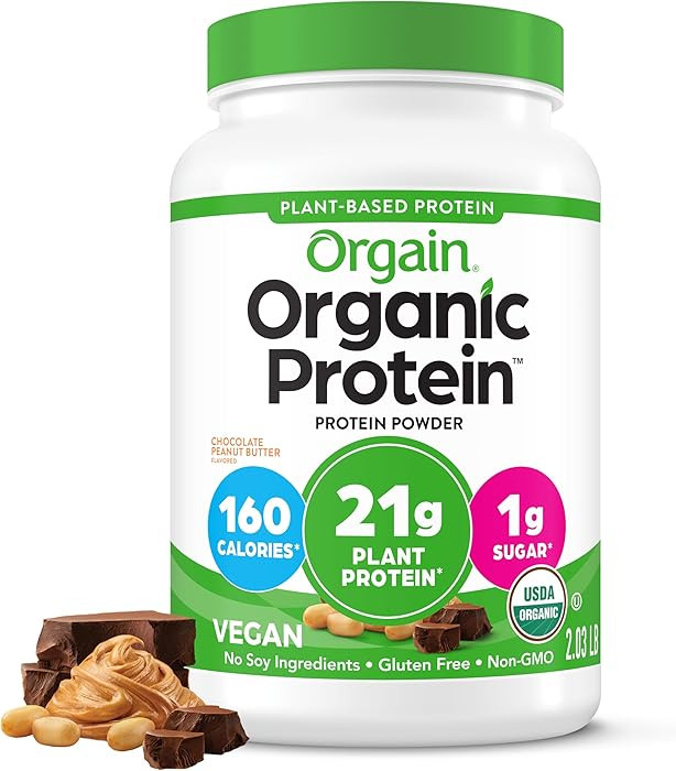 Orgain Organic Vegan Protein Powder, Chocolate Peanut Butter - 21g Plant Protein, 6g Prebiotic Fi... | Amazon (US)