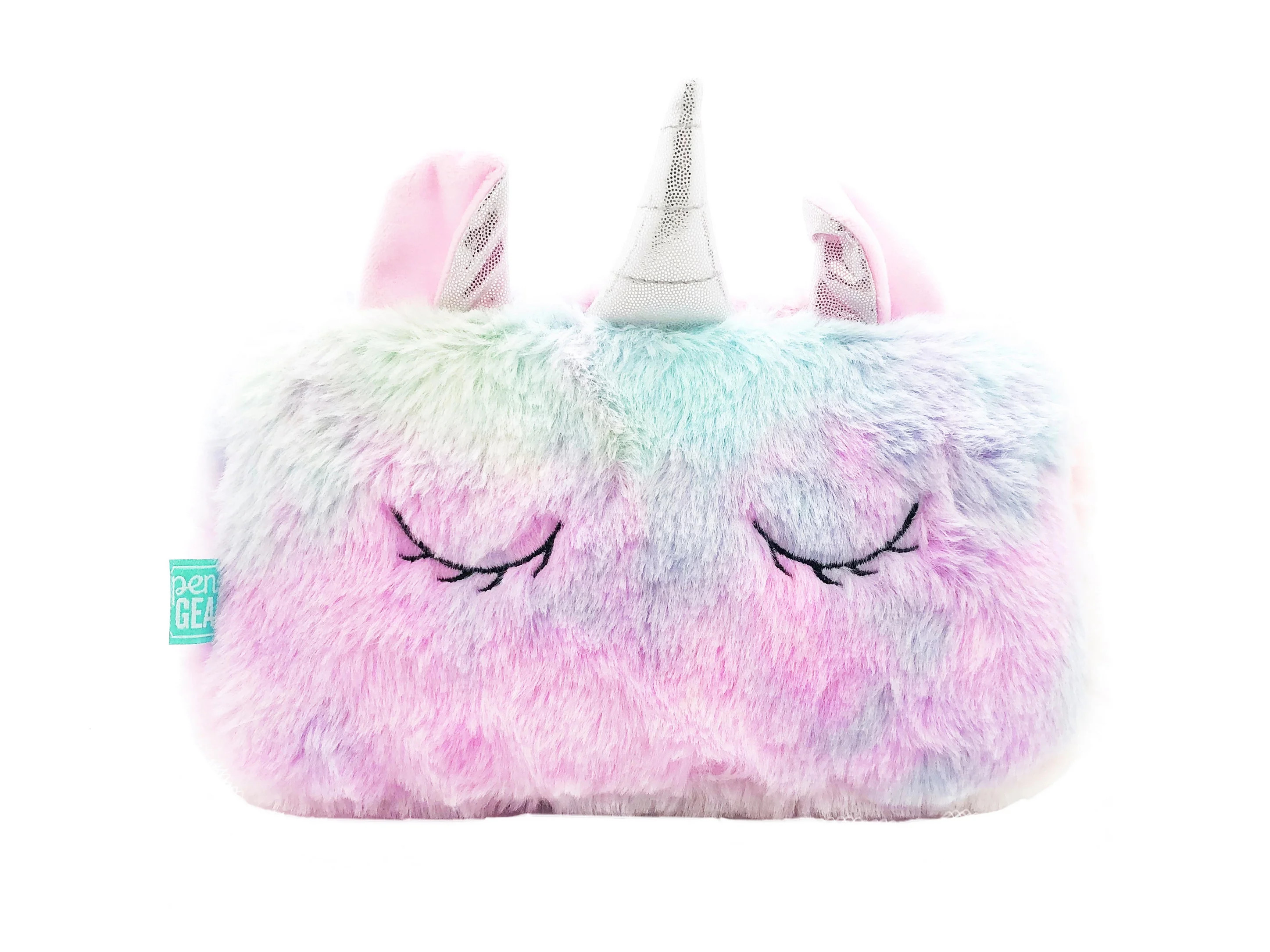 Pen + Gear Unicorn Pencil Pouch, Plush Tie Dye Rainbow Color Faux Fur, Multi-color | Walmart (US)