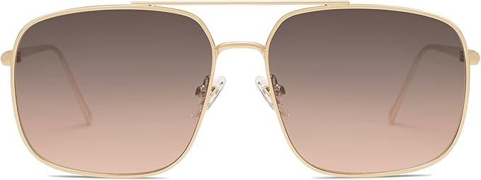 SOJOS Retro Square Aviator Sunglasses Womens Mens Double Bridge Metal Sun Glasses SJ1176 | Amazon (US)