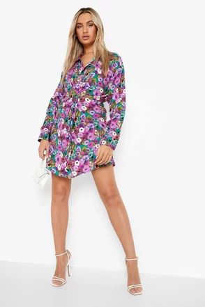 Floral Twist Shirt Dress | Boohoo.com (US & CA)