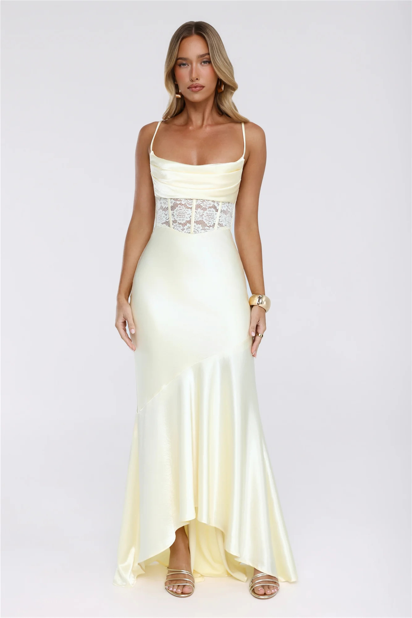 Silker Moments Satin Maxi Dress Yellow | Hello Molly (US)