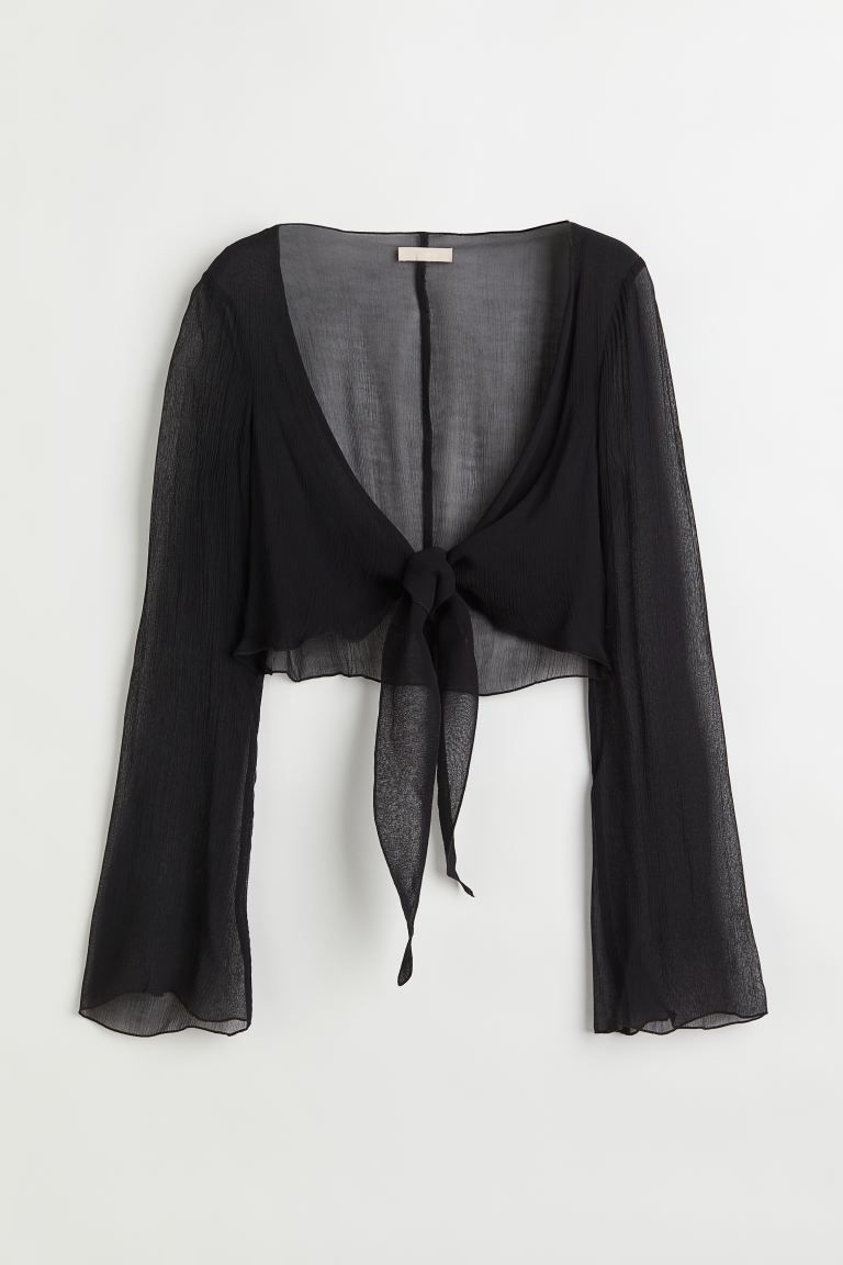 Cropped tie-front blouse | H&M (UK, MY, IN, SG, PH, TW, HK)