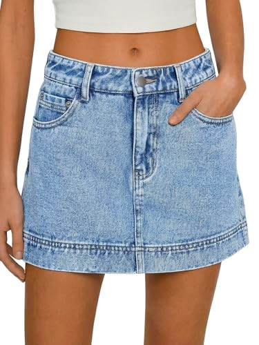 Amazon.com: Tankaneo Womens Summer Mini Denim Skort High Waisted A-Line Jean Skirts Trendy Casual... | Amazon (US)
