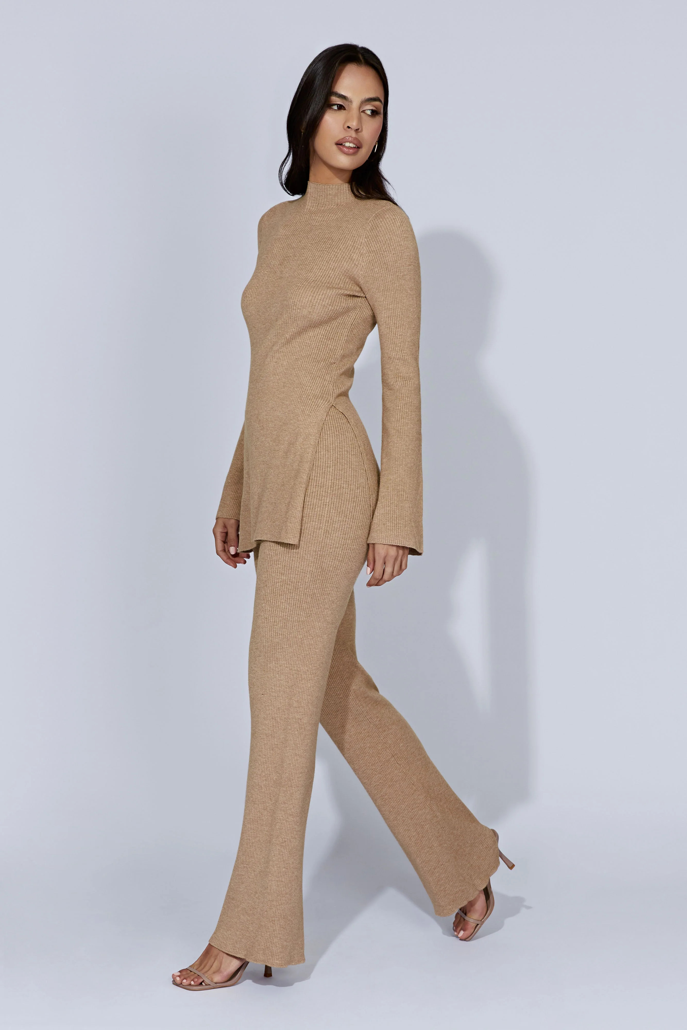 Jovie Knit Pants - Taupe | MESHKI US