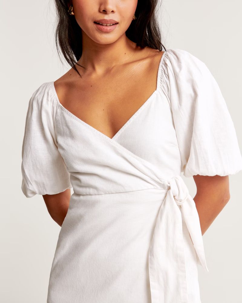 Puff Sleeve Wrap Mini Dress | Abercrombie & Fitch (US)