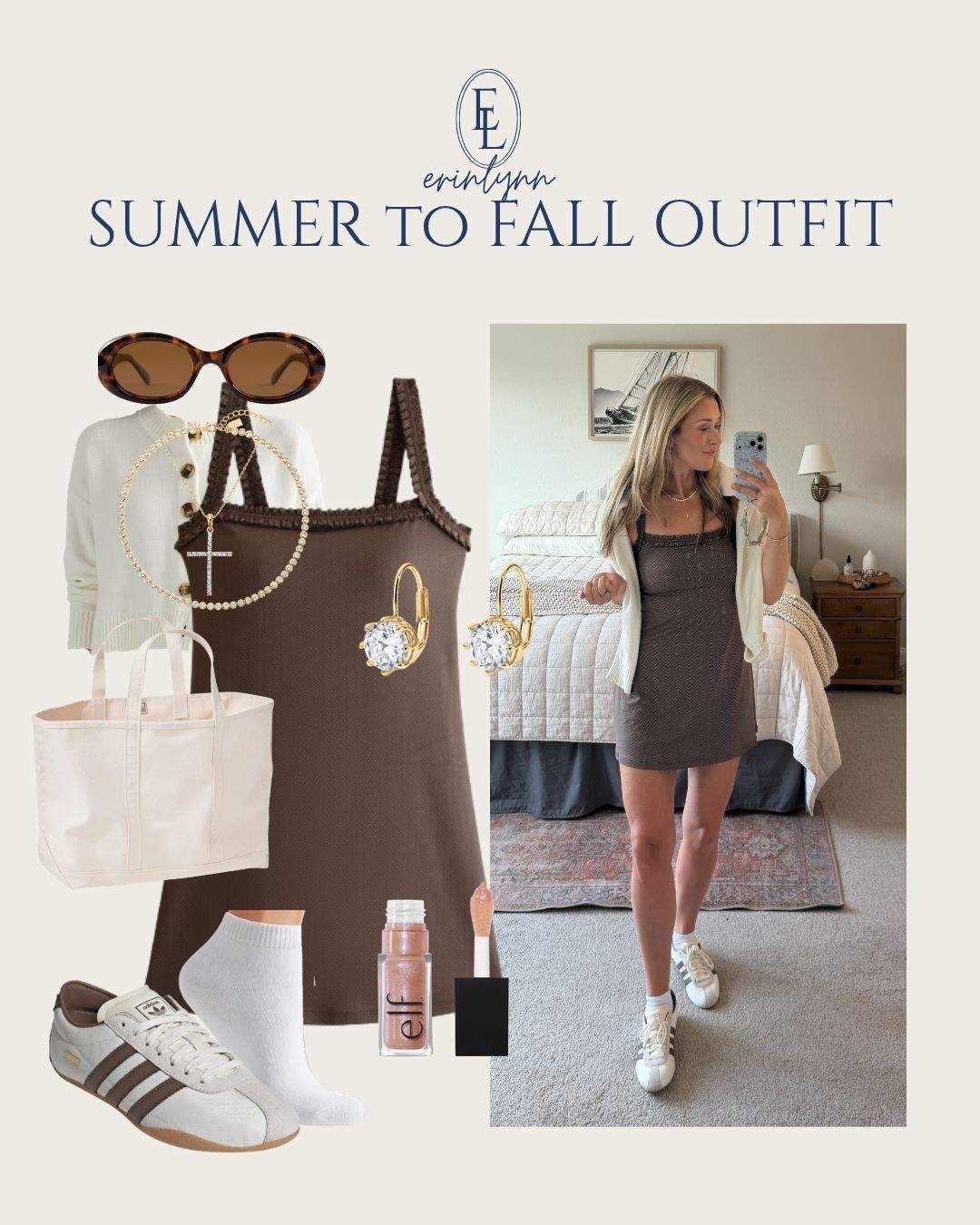 This is exactly how I'm stretching my summer wardrobe into fall. An Abercrombie YPB active dress, my favorite Adidas sneakers, and a lightweight Quince cardigan for those cooler mornings and over-air-conditioned afternoons.

Abercrombie YPB • active dress • summer to fall outfit • Adidas sneakers • Quince cardigan • casual everyday outfit • fall transition outfit • athleisure style