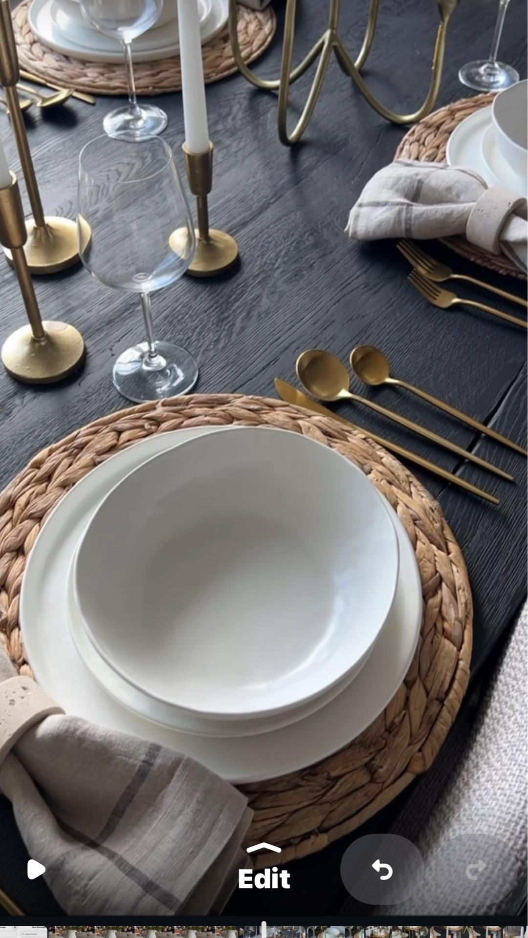 Neutral tablescape for spring, radios chargers, hosting, host supplies, organic dishes, candelabra, organic napkin rings, travertine napkin rings

#LTKSeasonal #LTKHome
