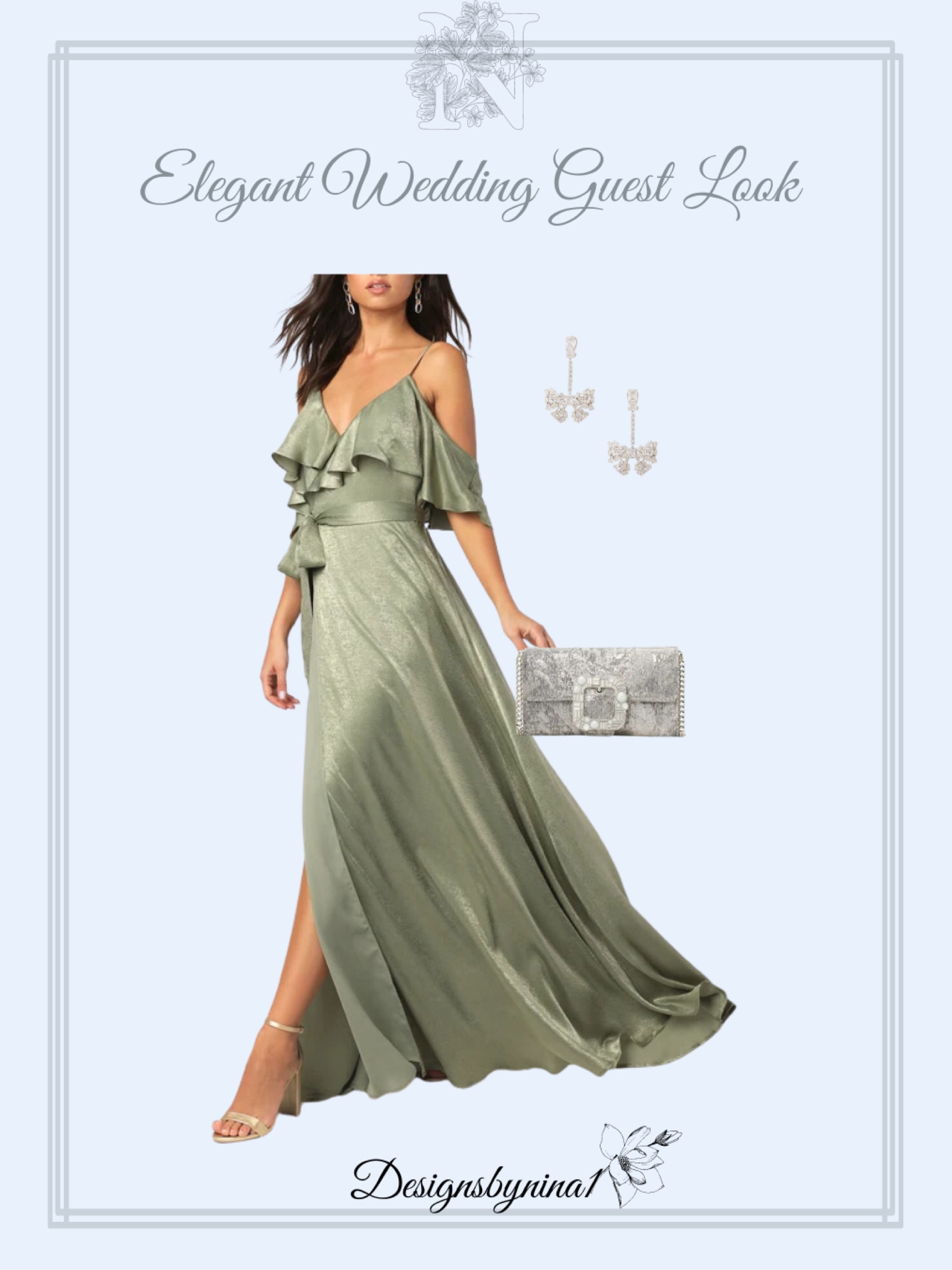 Elegant Wedding Guest Look! Beautiful Wedding Guest Dress, Purse & Earrings | Sage Dress | Summer Dress | Maxi Dress

#LTKstyletip #LTKFind #LTKwedding