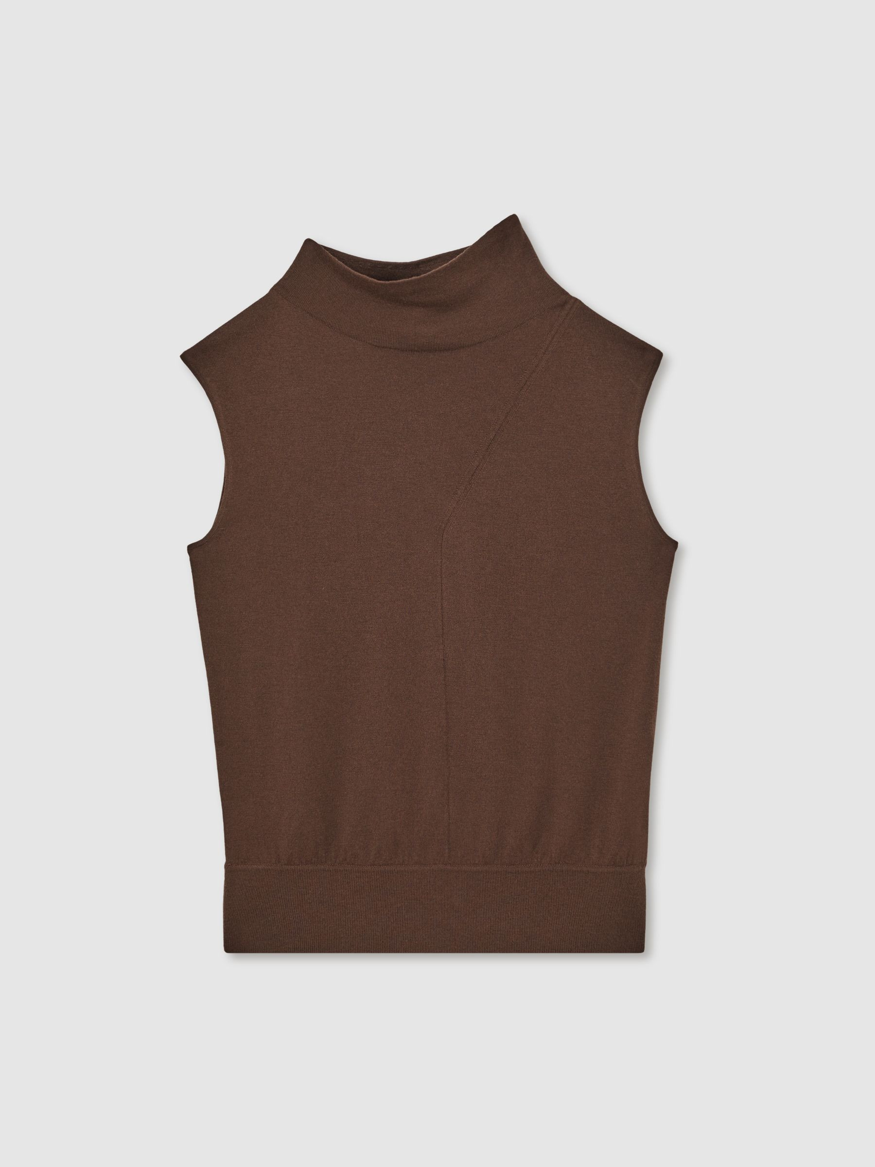 Wool Slouched Sleeveless Top in Chocolate | Reiss UK