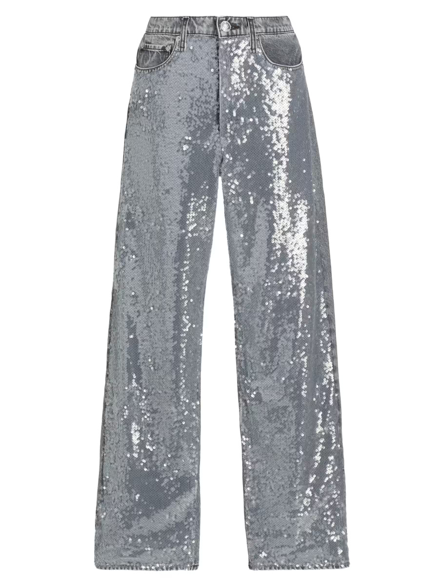 Shea Sequin-Embellished Full Straight Jeans | Saks Fifth Avenue