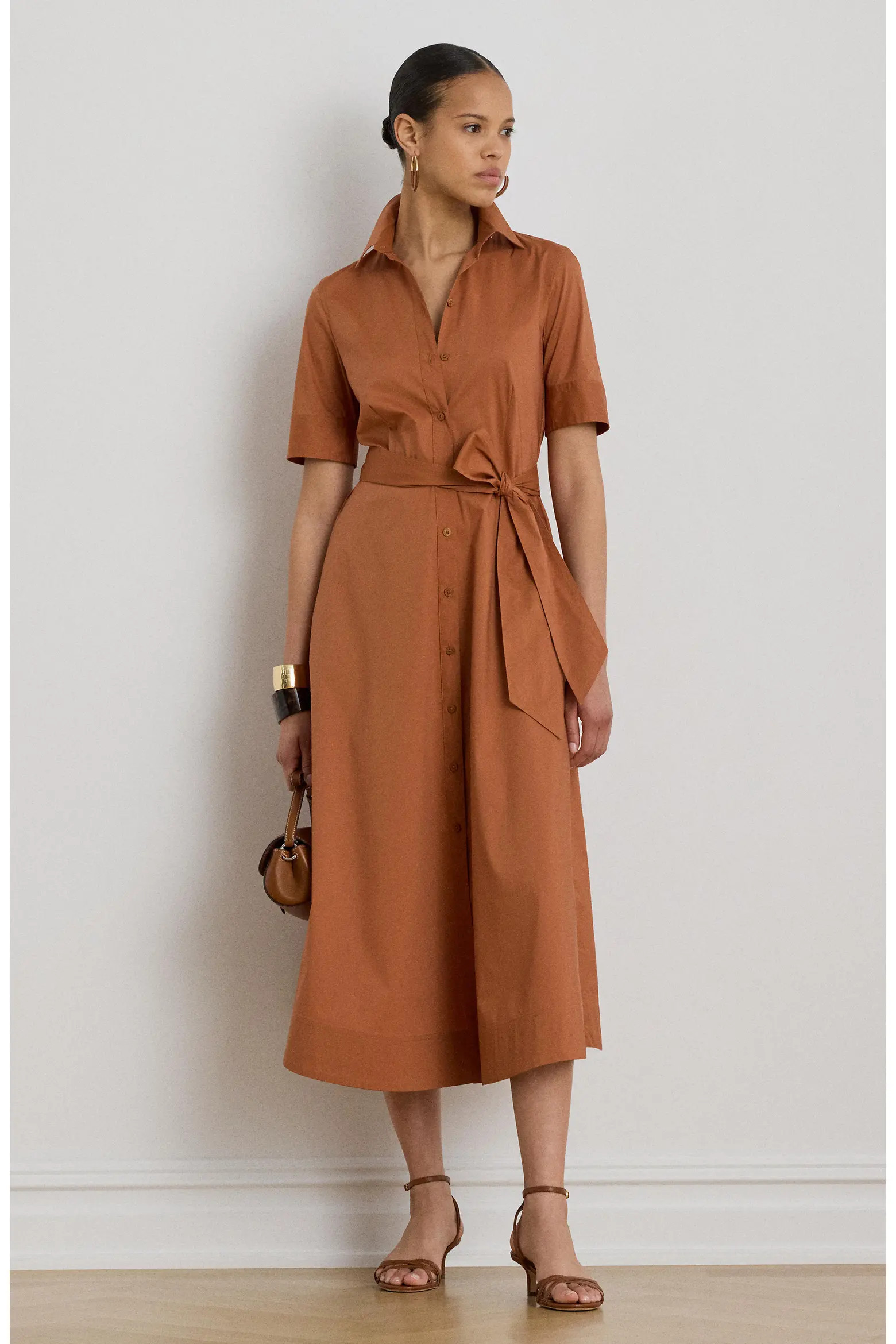 Lauren Ralph Lauren Cotton Blend Midi Shirtdress (Women) | Nordstrom | Nordstrom