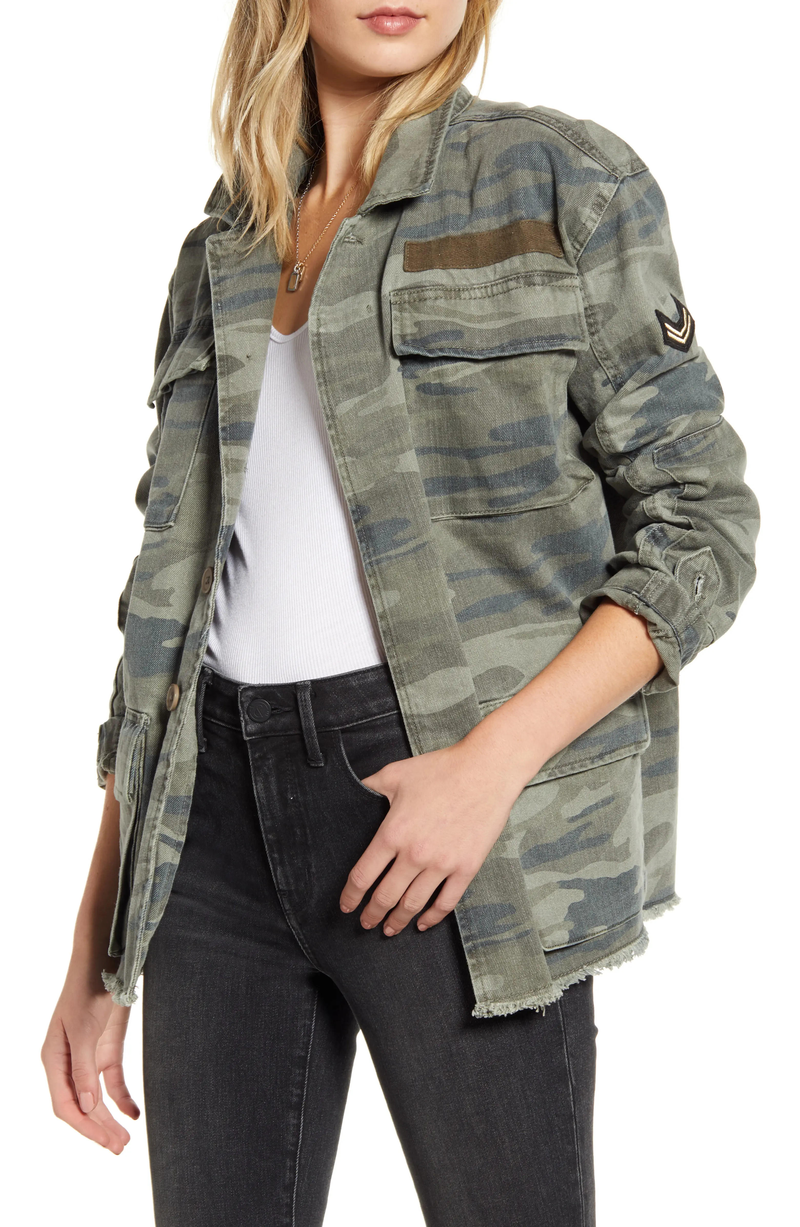 Patch Detail Camo Cotton Jacket | Nordstrom