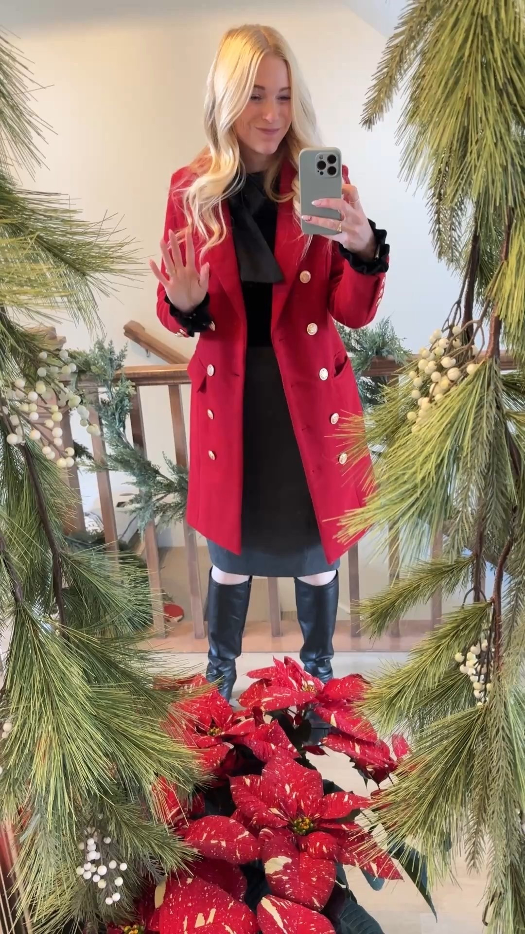 My favorite winter festive outfit this year: a classic red coat with the prettiest gold buttons and the sweetest black knit top with belle sleeves and a little bow detail.

It feels timeless and a tiny bit trendy at the same time — the kind of outfit that works for an office party, a Christmas party, or even a cozy winter church Sunday when you want to look put together without trying too hard.

The red coat is such an easy statement piece for December. It looks gorgeous with denim, black pants, or even a simple skirt if you’re heading somewhere dressier. And the black bow knit top is one of those pieces that instantly makes an outfit feel polished in a very French-girl-winter way.

If you need something festive, classic, and not over the top, this combo is perfect for the whole holiday season.

#LTKHoliday #LTKCyberWeek #LTKGiftGuide
