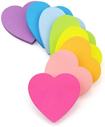 SIMONA Heart Shape Sticky Notes 3x3 in 8 Color Bright Colorful Sticky Pad | Amazon (US)