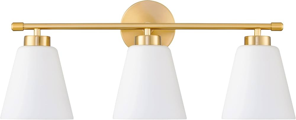 Hamilyeah Gold Bathroom Vanity Light Fixtures Over Mirror, 3 Light Vanity Lights with Frosted Gla... | Amazon (US)