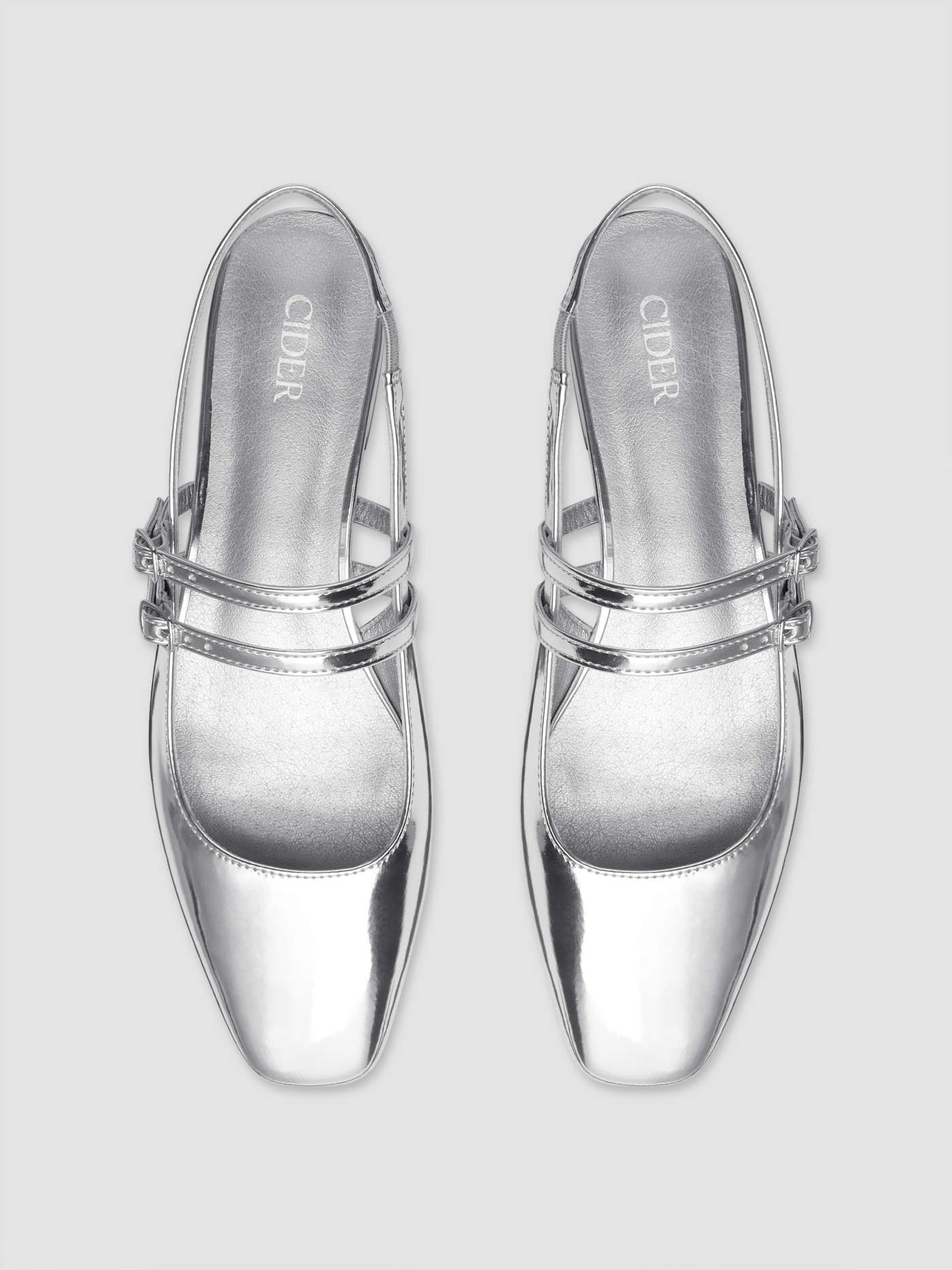 METALLIC SQUARE TOE MARY JANE SHOES | Cider