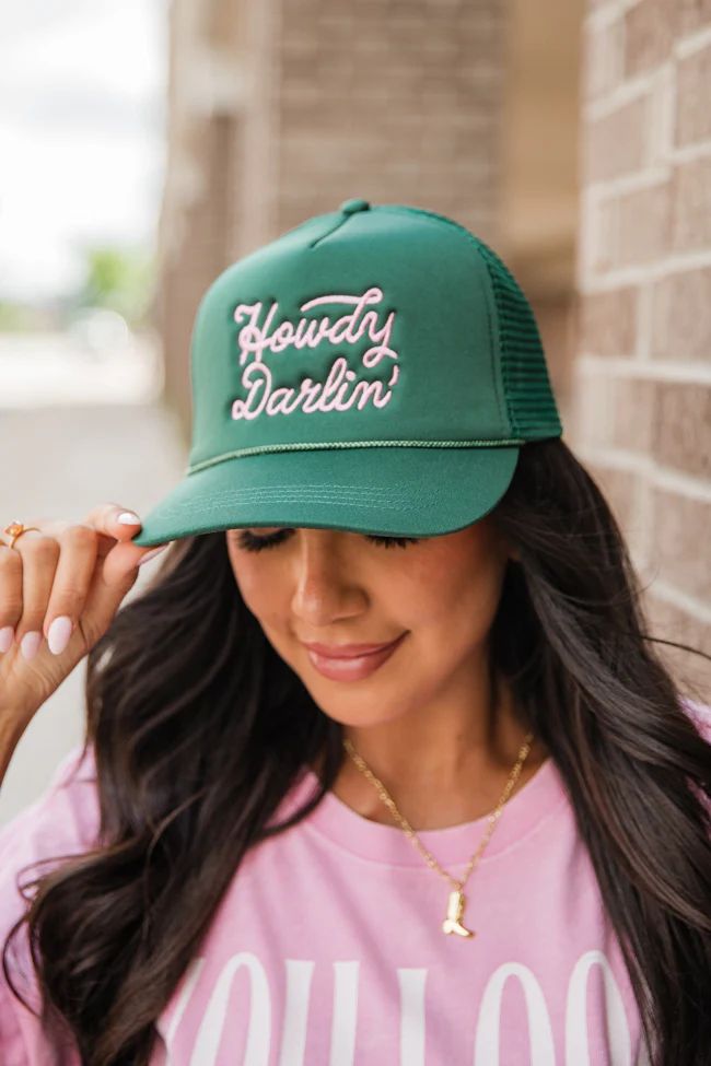 Howdy Darlin' Olive Trucker Hat | Pink Lily