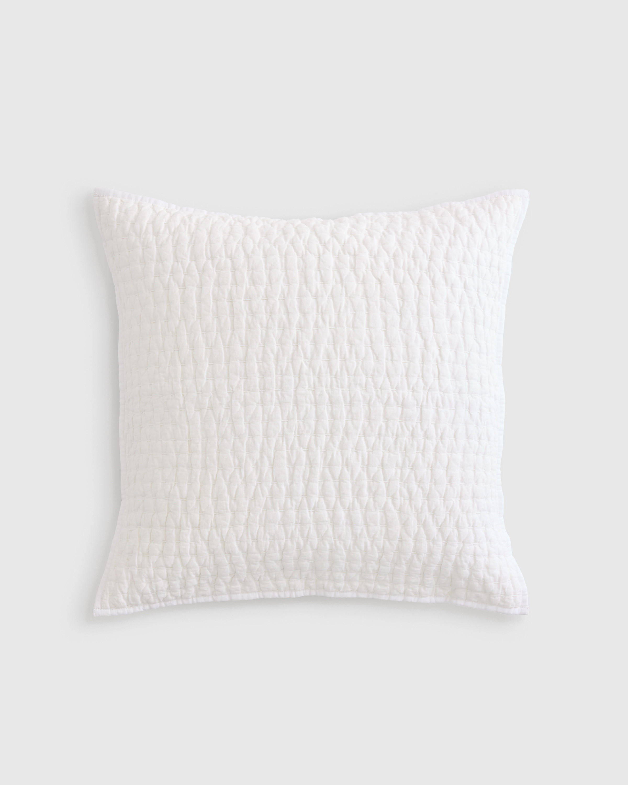 Quince | European Linen Cotton Stitch Quilted Euro Sham in White | Quince