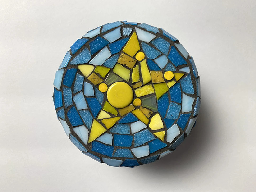 Mosaic Box, Glass Mosaic, Mixed Media Mosaic, Star Box, Blue and Yellow Box, Glass Star, Keepsake... | Etsy (Global)