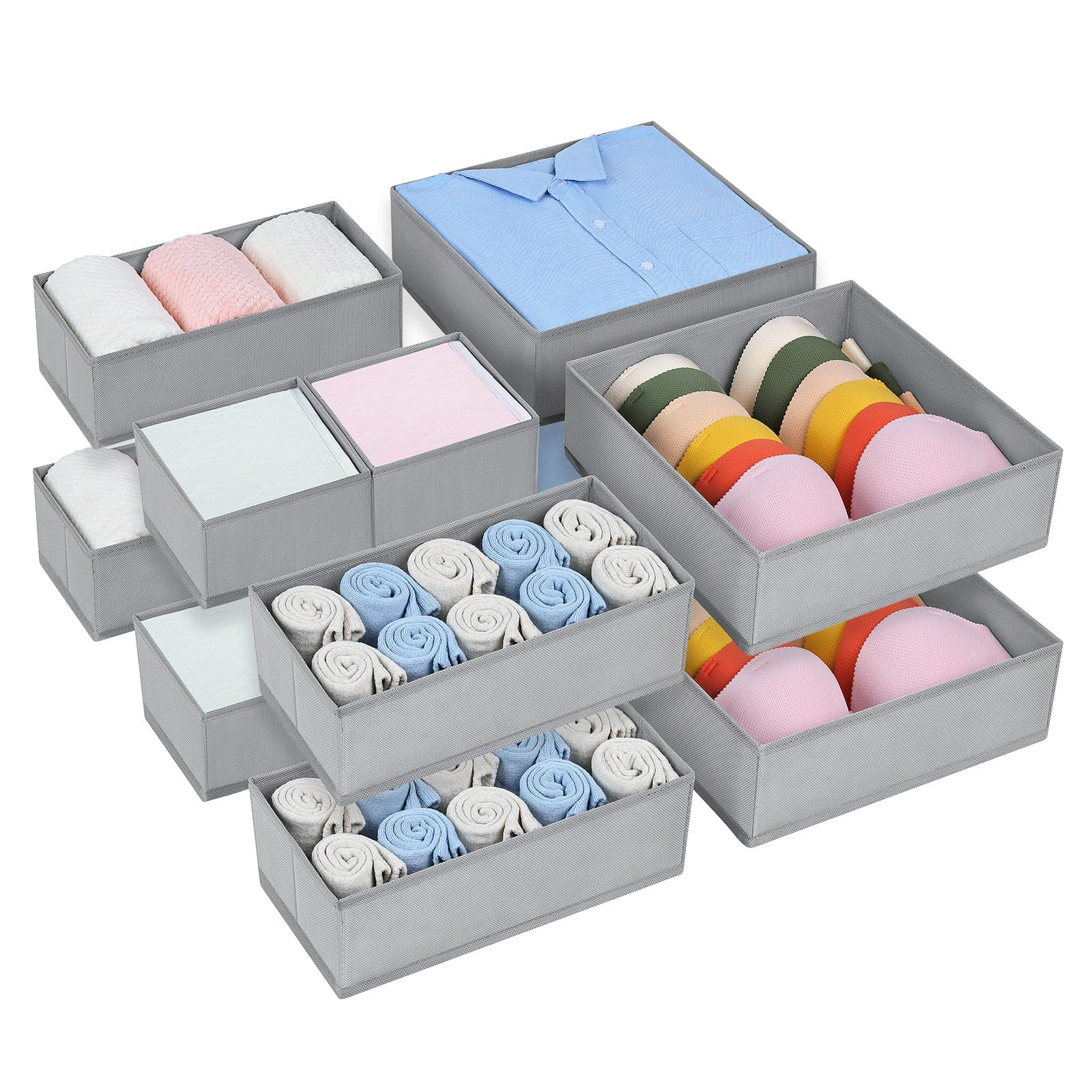 DIMJ 12 Pack Drawer Organisers Foldable Storage Box Fabric Drawer Dividers Wardrobe Storage Organ... | Amazon (UK)