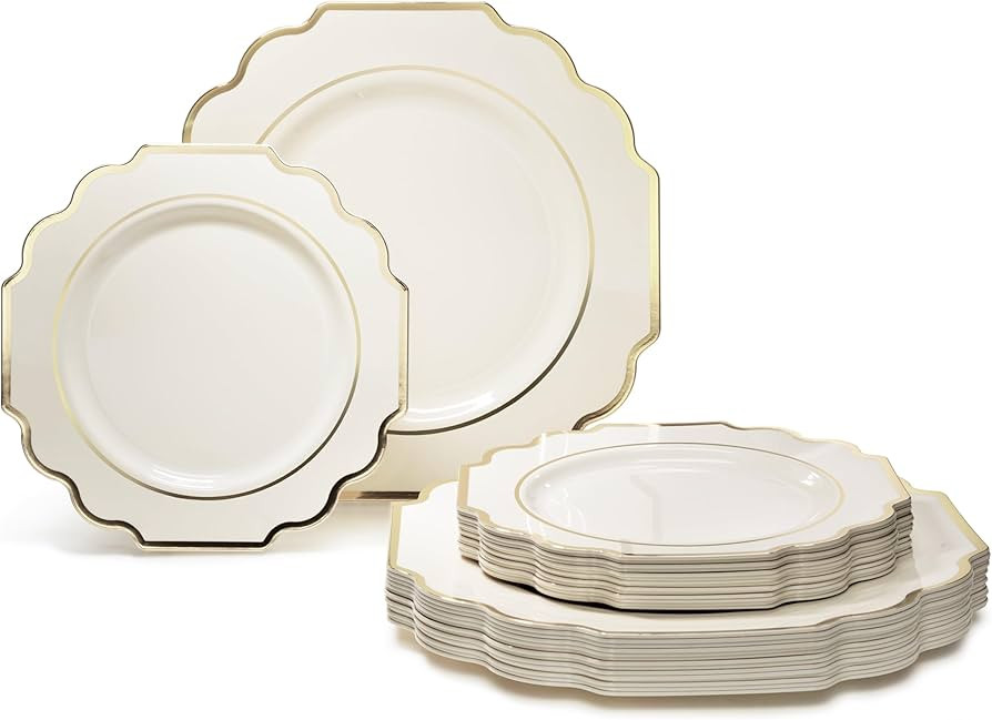 " OCCASIONS " 50 Plates Pack (25 Guests)-Heavyweight Wedding Party Disposable Plastic Plate Set -... | Amazon (US)