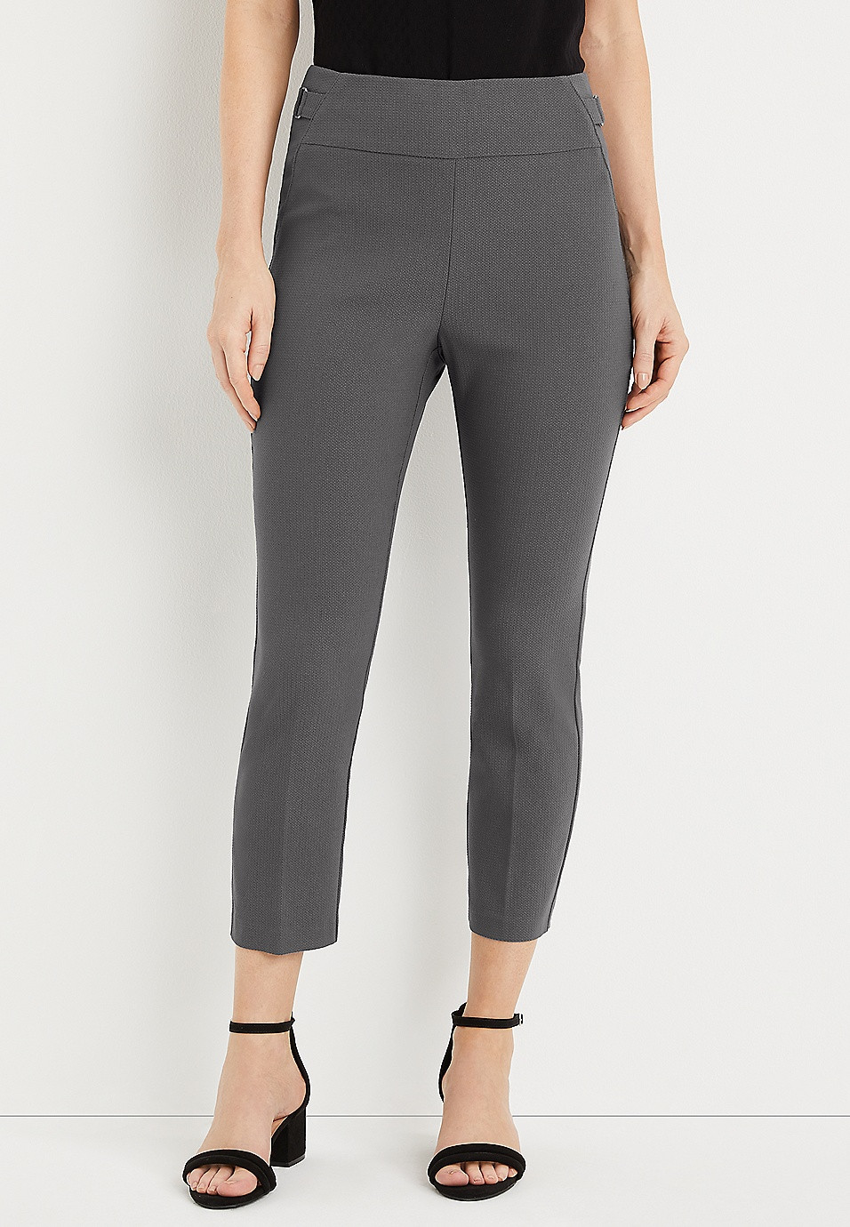 Gray Bengaline Textured Cropped Dress Pant | Maurices