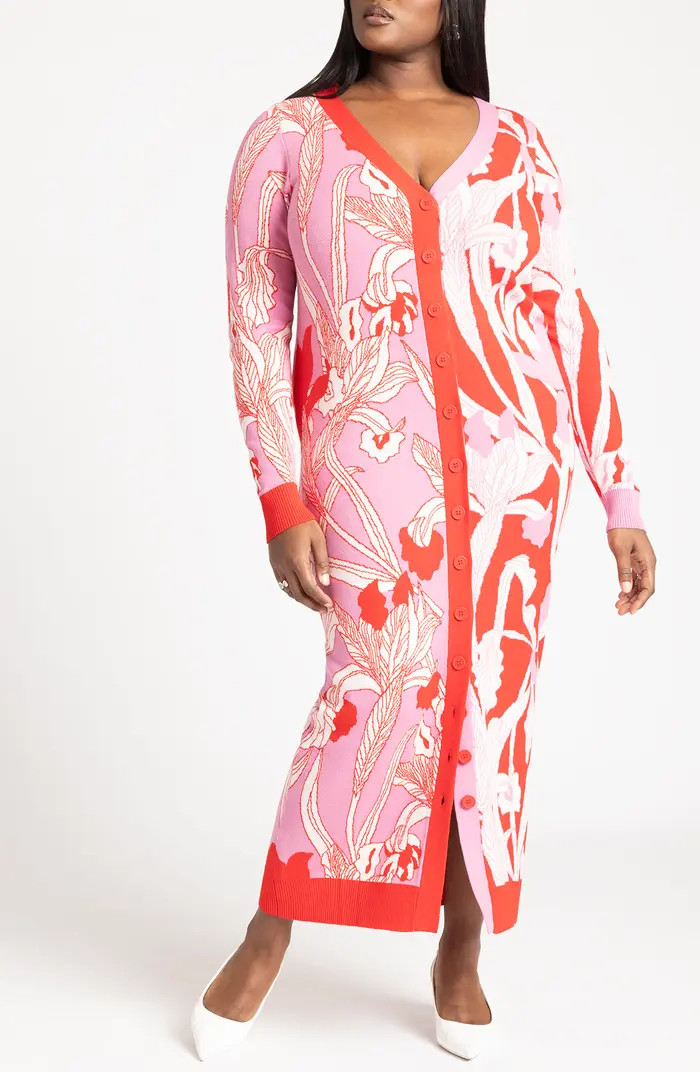 ELOQUII Intarsia Floral Long Sleeve Sweater Dress | Nordstrom | Nordstrom