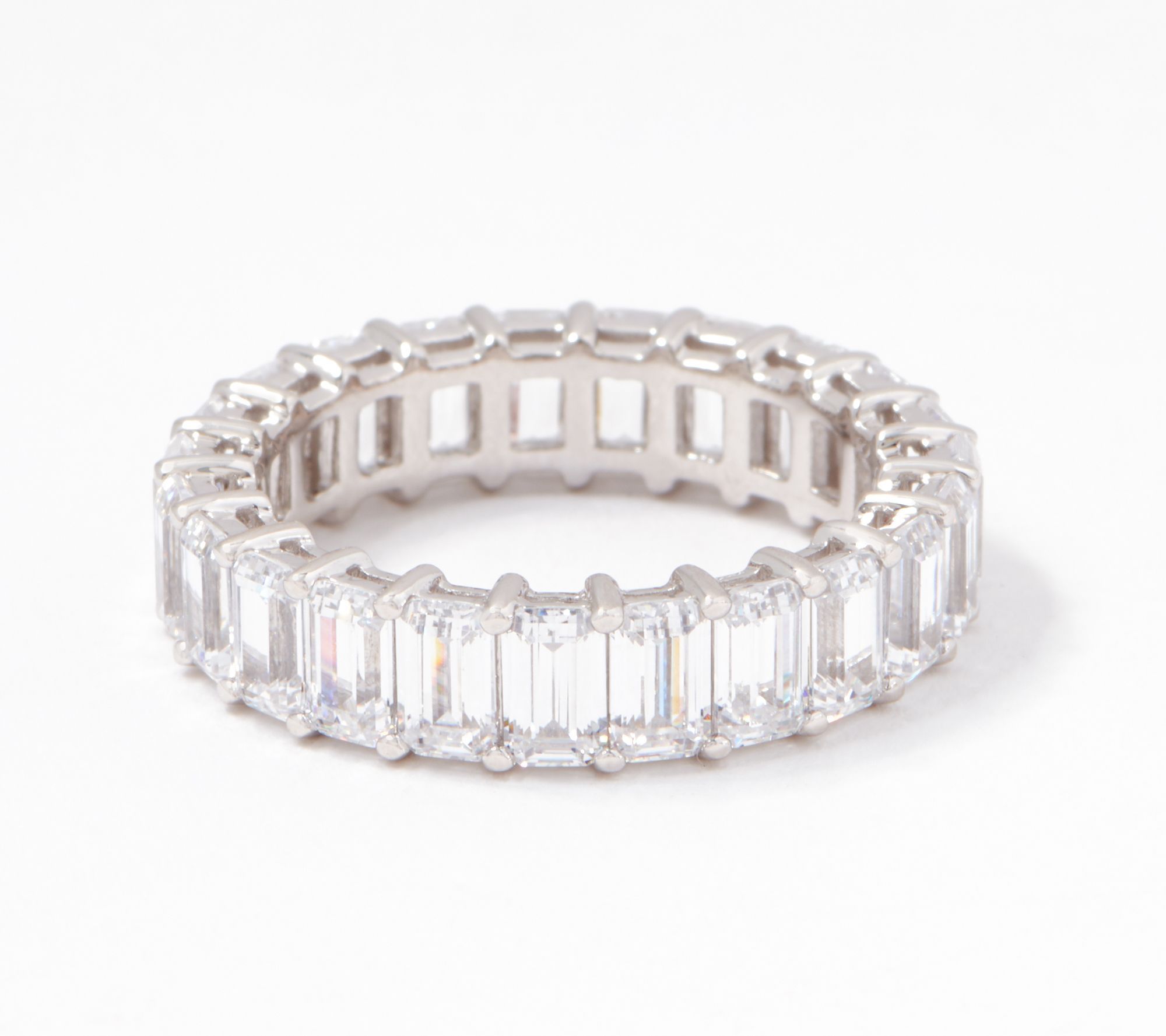 Diamonique Silver Choice Of Cut Eternity Band Ring, Platinum Clad | QVC