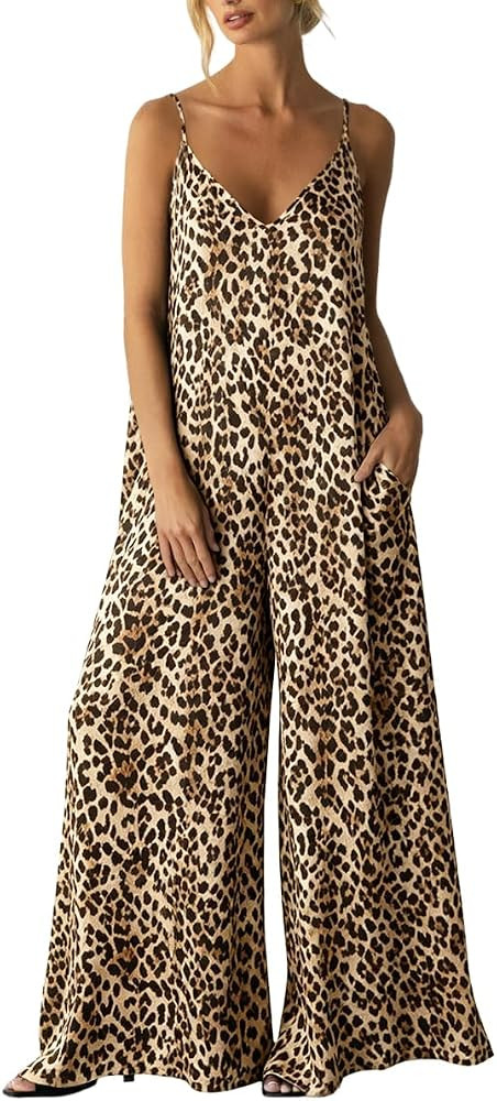 Womens Satin Wide Leg Jumpsuits Dressy Flowy Date Night Rompers Outfits | Amazon (US)