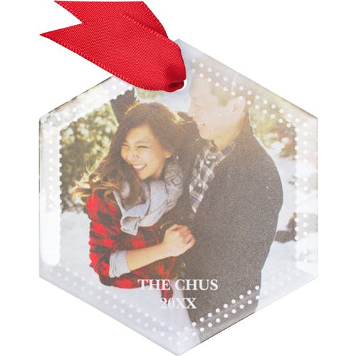 Double Dot Border Glass Ornament | Shutterfly