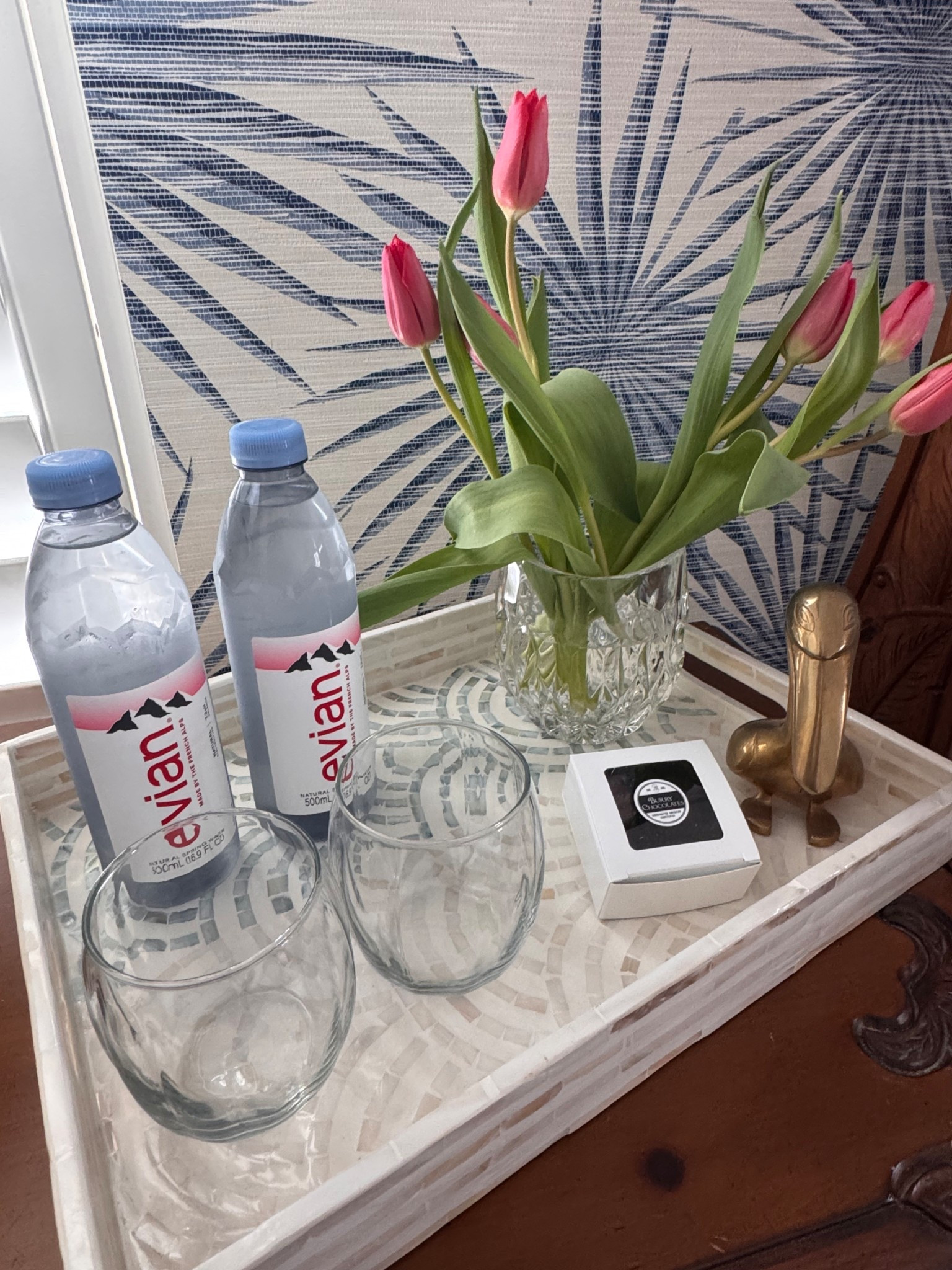 A perfect setup for guest room amenities in a beautiful tray with  vintage pieces  that are affordable 

#LTKHome #LTKFindsUnder100