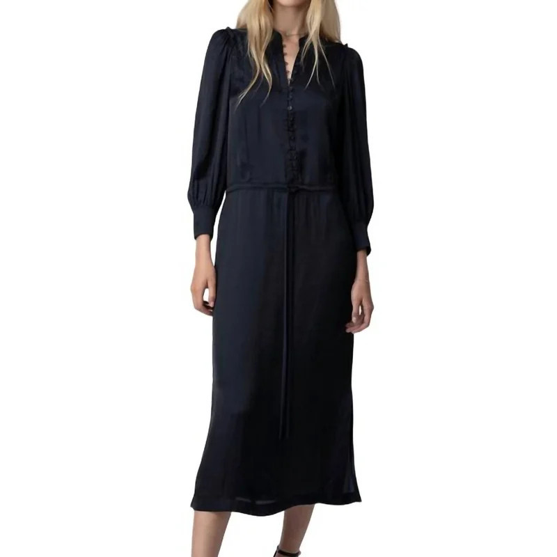 Zadig & Voltaire Relinda Satin Dress In Encre - Blue - S | Verishop