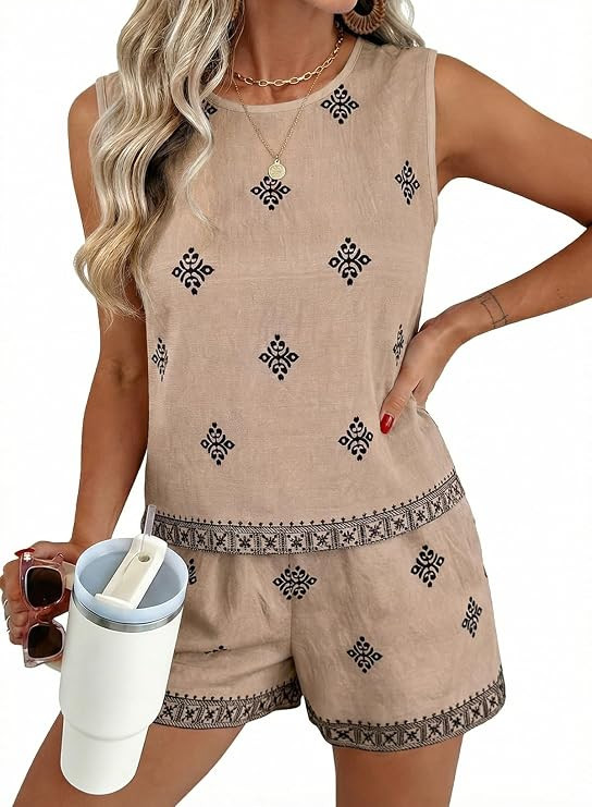 SHEWIN Two Piece Sets for Women Lounge Set Matching Sets Womens Clothing Summer Outfits for Women | Amazon (US)