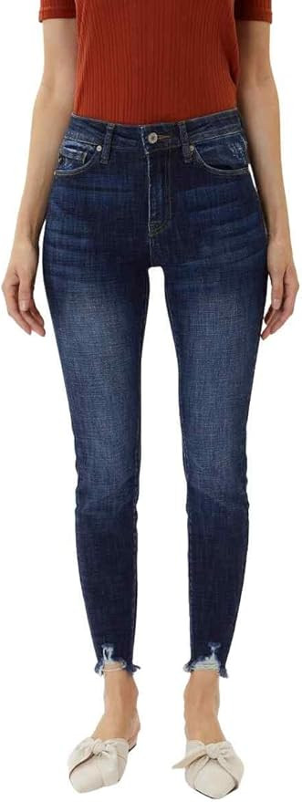 Kan Can Women's Mid Rise Distressed Ankle Skinny Jeans | Amazon (US)