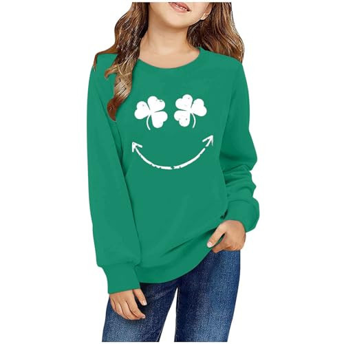 Girls St Patricks Day Shirt Cute Graphic Long Sleeve Saint Patty Outfits Teens Kids Preppy Clothes St Patrick's Day Kids 9 Years | Amazon (US)
