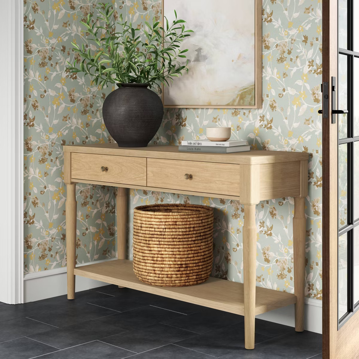 Turned Wood Console Table with Two Drawers Natural - Threshold™ | Target