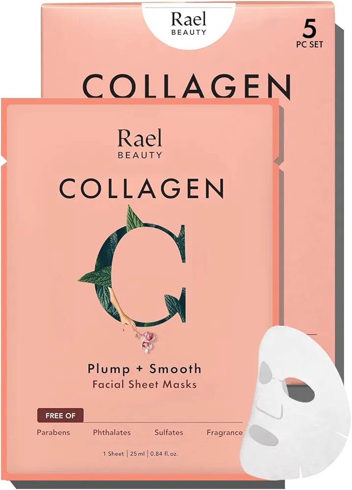 Rael Face Mask Skin Care, Collagen Face Masks - Bamboo Facial Sheet Mask, Korean Skincare, with C... | Amazon (US)