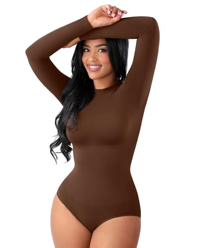 FeelinGirl Shapewear Bodysuit Women's Crew Neck Bodysuits Long Sleeve Tops | Amazon (US)