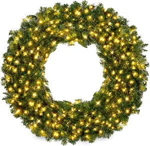 Best Choice Products 48in Large Artificial Pre-Lit Fir Christmas Wreath Holiday Accent Decoration... | Amazon (US)