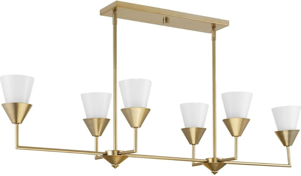 Progress Lighting Pinellas 60W 6-Light Soft Gold Luxe Industrial Island Light with Opal Glass Sha... | Amazon (US)