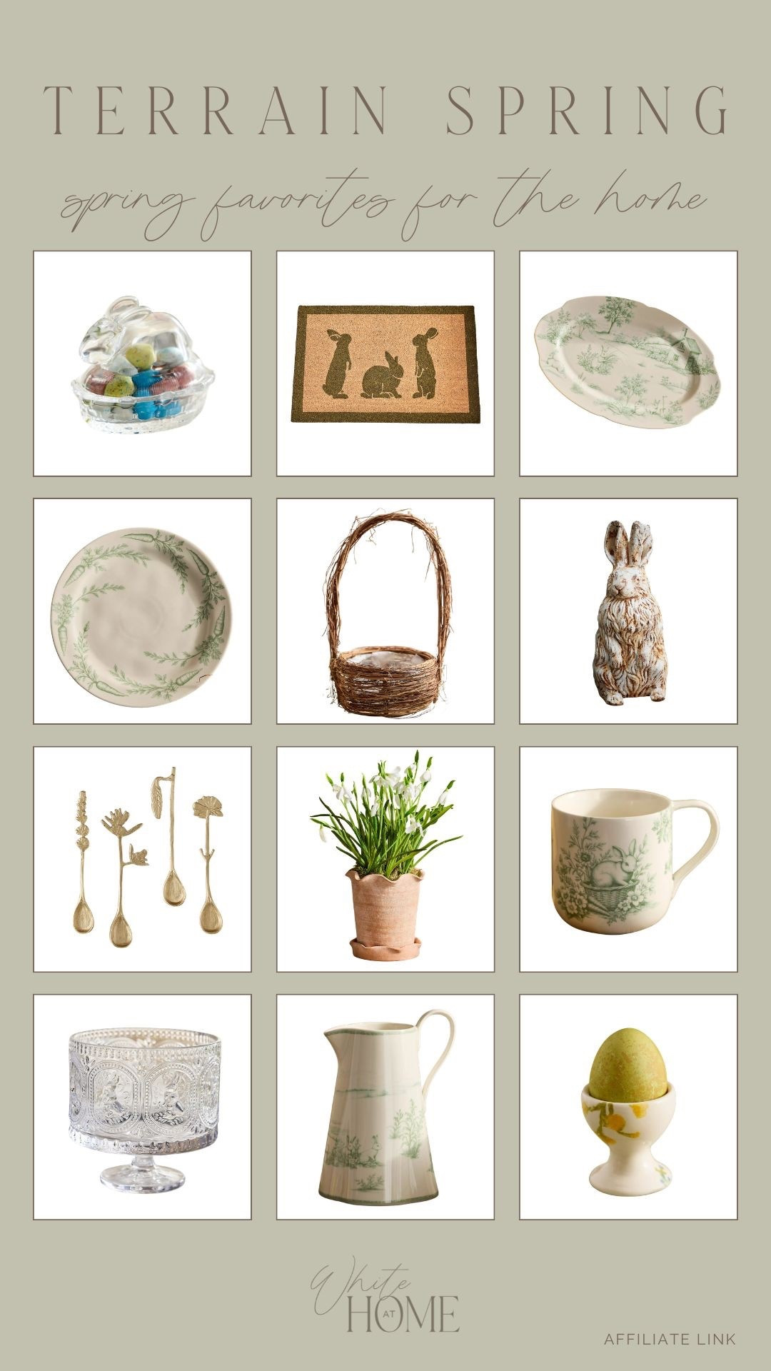 Terrain spring and Easter finds! The prettiest dinnerware and hosting settings if you’re in charge of Easter this year! I love the details of these pieces and all the texture—glass, ceramic, wicker, stone. Timeless! 

#LTKHome
