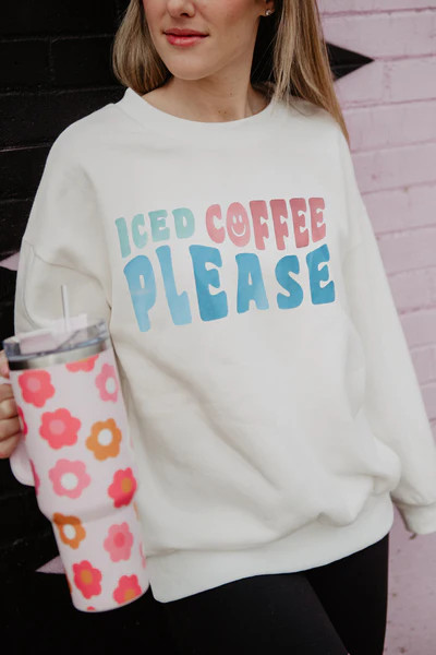Iced Coffee Please Crewneck Sweatshirt | Katydid.com
