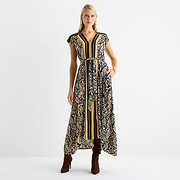 new!Worthington Womens Sleeveless Animal Maxi Dress | JCPenney