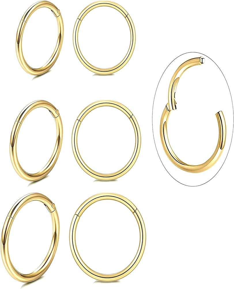 Unisex Dainty Tiny 18k Real Gold Plating Cartilage Huggie Hoop Earrings, 16G Surgical Steel Small... | Amazon (US)