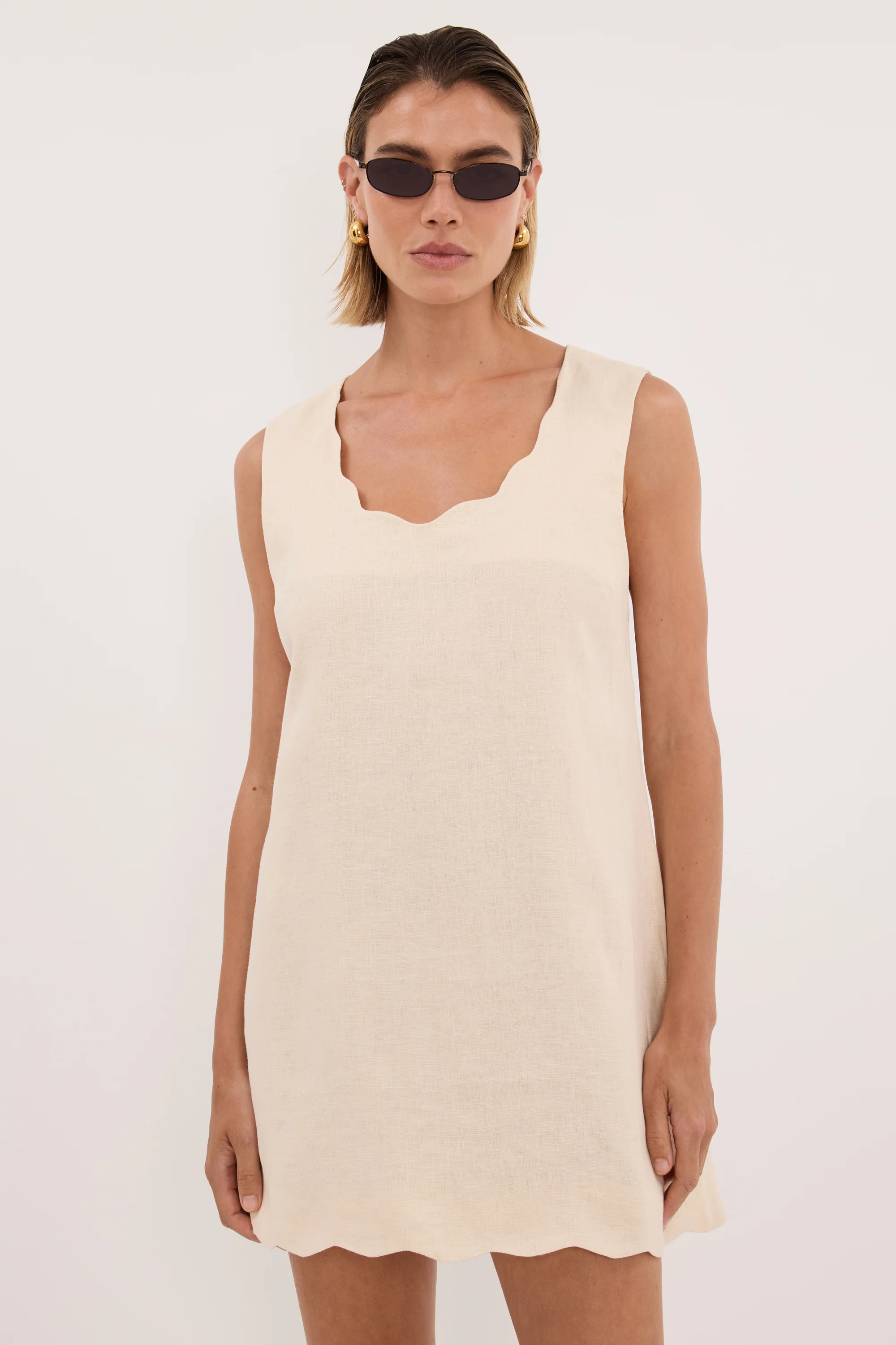 LELA SANDSTONE LINEN MINI DRESS | DISSH
