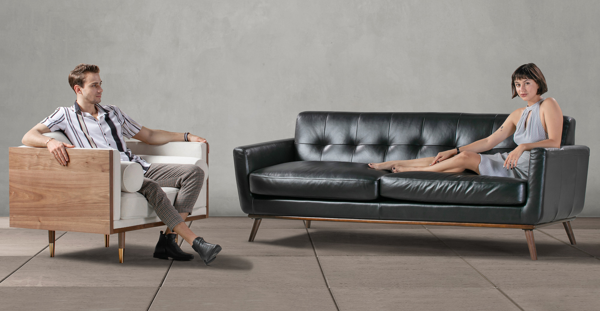 Jackie 88" Leather Sofa, Black | Kardiel