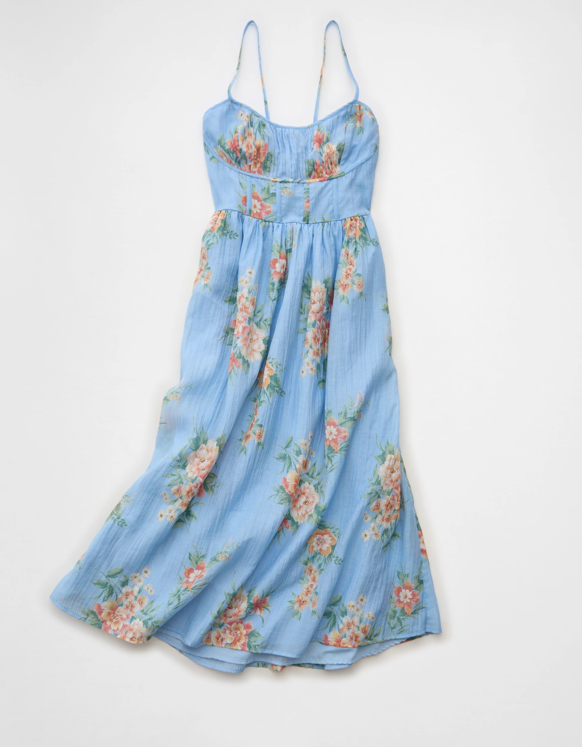 AE Ruched Bust Corset Midi Dress | American Eagle Outfitters (US & CA)