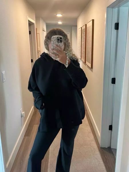 Lounge set, winter outfit, matching set, loungewear, cozy outfit, leggings, black sweatshirt, The COMFIEST oversized sweatshirt from Abercrombie YPB line. Such a great casual staple- wear with leggings or jeans!

#LTKfitness #LTKmidsize #LTKtravel