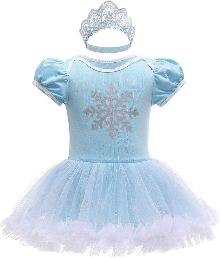 Dressy Daisy Infant Baby Girl Princess Romper Costume Onesie Fancy Dress Bodysuit Halloween Birthday Outfit with Headband | Amazon (US)