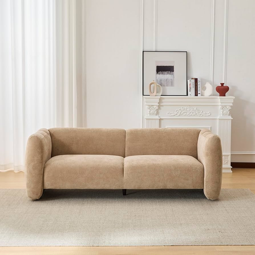 Christopher Knight Home Ahri 83'' Wood Frame Lounge Sofa Couch with Wave Design, Soft Seating 3-S... | Amazon (US)